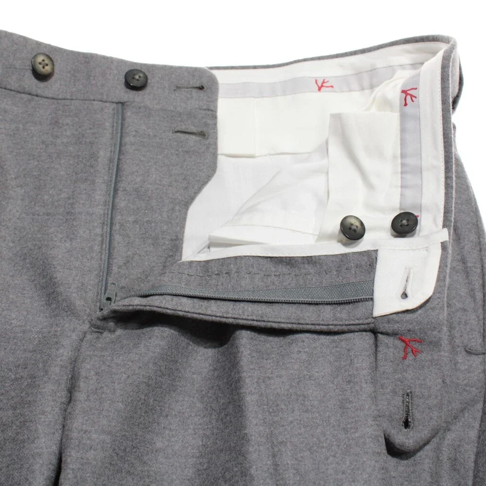 Isaia NWT Dress Pants Size 50 (US 34) Regular Fit in Gray Melange 100% Wool